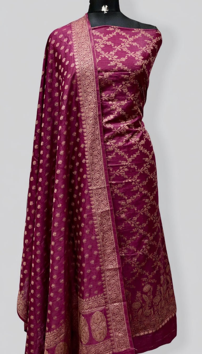 Banarasi Chiniya Silk Zari Work Unstitched Suit