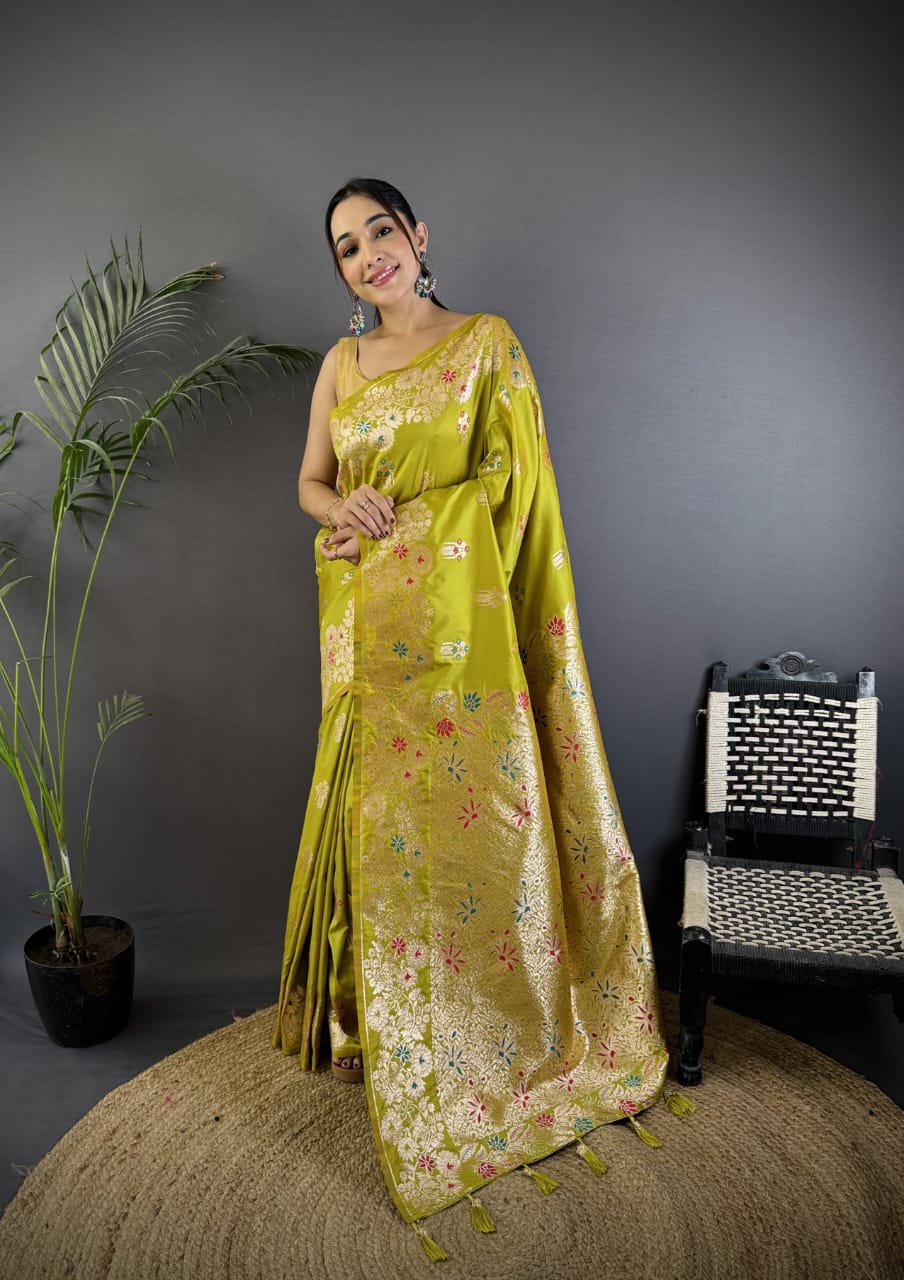 Banarasi Rao Mango Soft Silk Saree