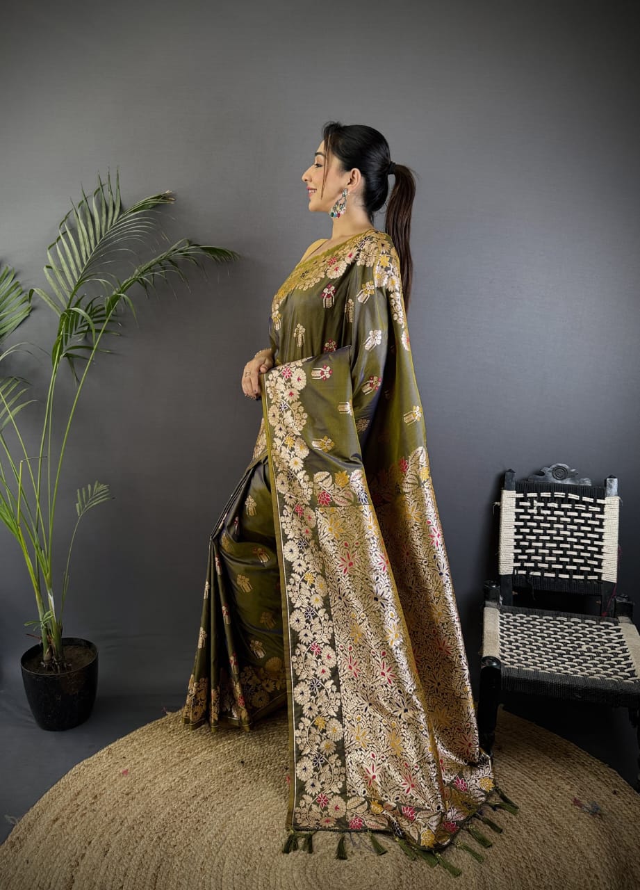 Banarasi Rao Mango Soft Silk Saree