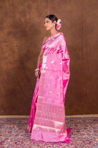 Banarasi Semi-Raw Mango Soft Silk Saree with All-Over Meena Buti