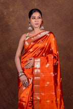Banarasi Semi-Raw Mango Soft Silk Saree with All-Over Meena Buti
