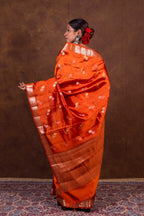 Banarasi Semi-Raw Mango Soft Silk Saree with All-Over Meena Buti