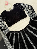 Elegant Black Viscose Velvet Lehenga Choli with Intricate Sequin Work