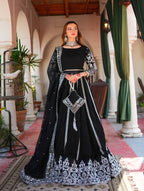 Elegant Black Viscose Velvet Lehenga Choli with Intricate Sequin Work