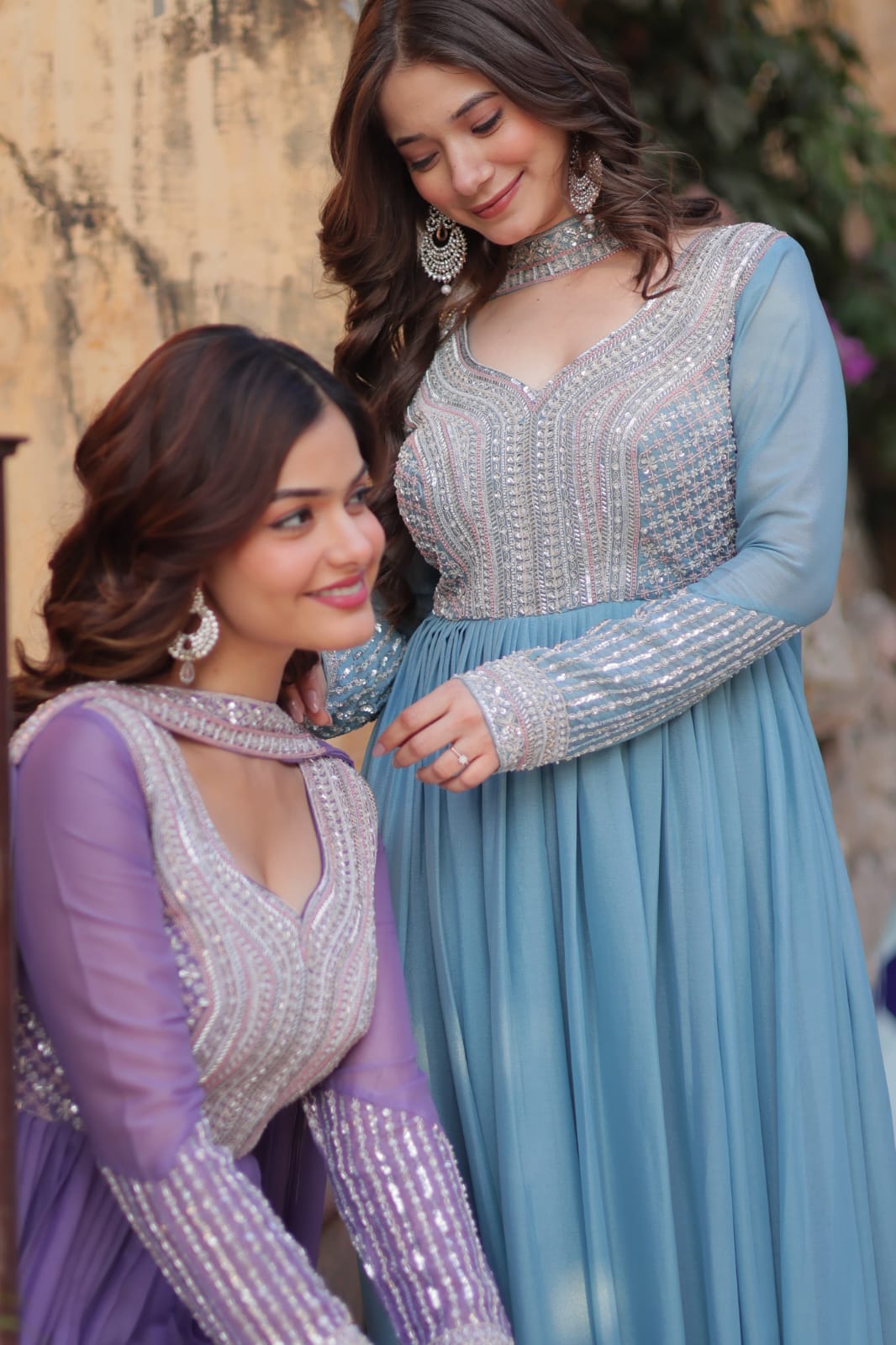 Elegant Full Sleeve Georgette Anarkali Gown with Intricate Sequins Embroidery