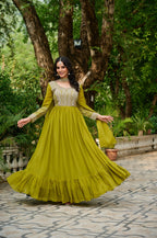 Elegant Full Sleeve Georgette Anarkali Gown with Intricate Sequins Embroidery