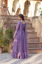 Elegant Full Sleeve Georgette Anarkali Gown with Intricate Sequins Embroidery