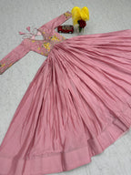 Festive wear Heavy Chinon Silk Embroidery Gown
