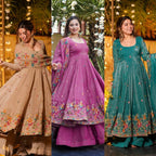 Luxurious Crushed Silk Gown & Sharara Set | Sequence Work Dupatta