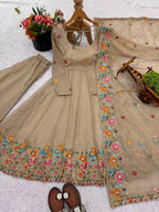 Luxurious Crushed Silk Gown & Sharara Set | Sequence Work Dupatta