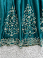 Luxurious Teal Green Japan Satin Anarkali Suit Set  with Intricate Embroidery