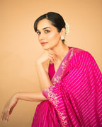 Manushi Chhillar inspired Gorgeous Banarasi katan soft  silk  Pink Saree- Celebrity Inspired Collection