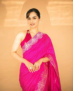 Manushi Chhillar inspired Gorgeous Banarasi katan soft  silk  Pink Saree- Celebrity Inspired Collection