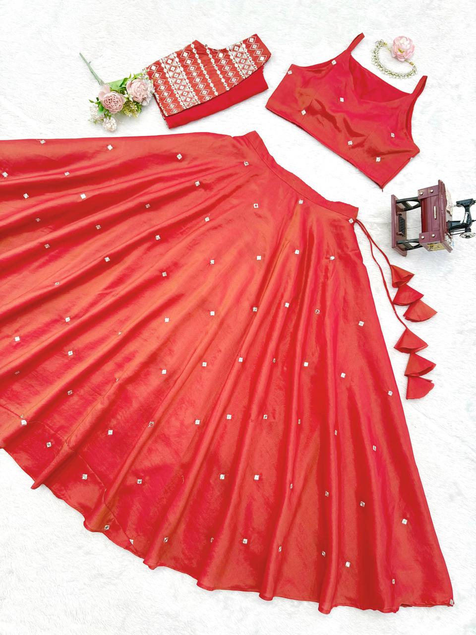 Party wear Shimmer Silk Lehenga Choli with Koti