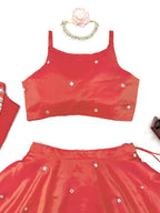 Party wear Shimmer Silk Lehenga Choli with Koti