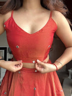 Party wear Shimmer Silk Lehenga Choli with Koti