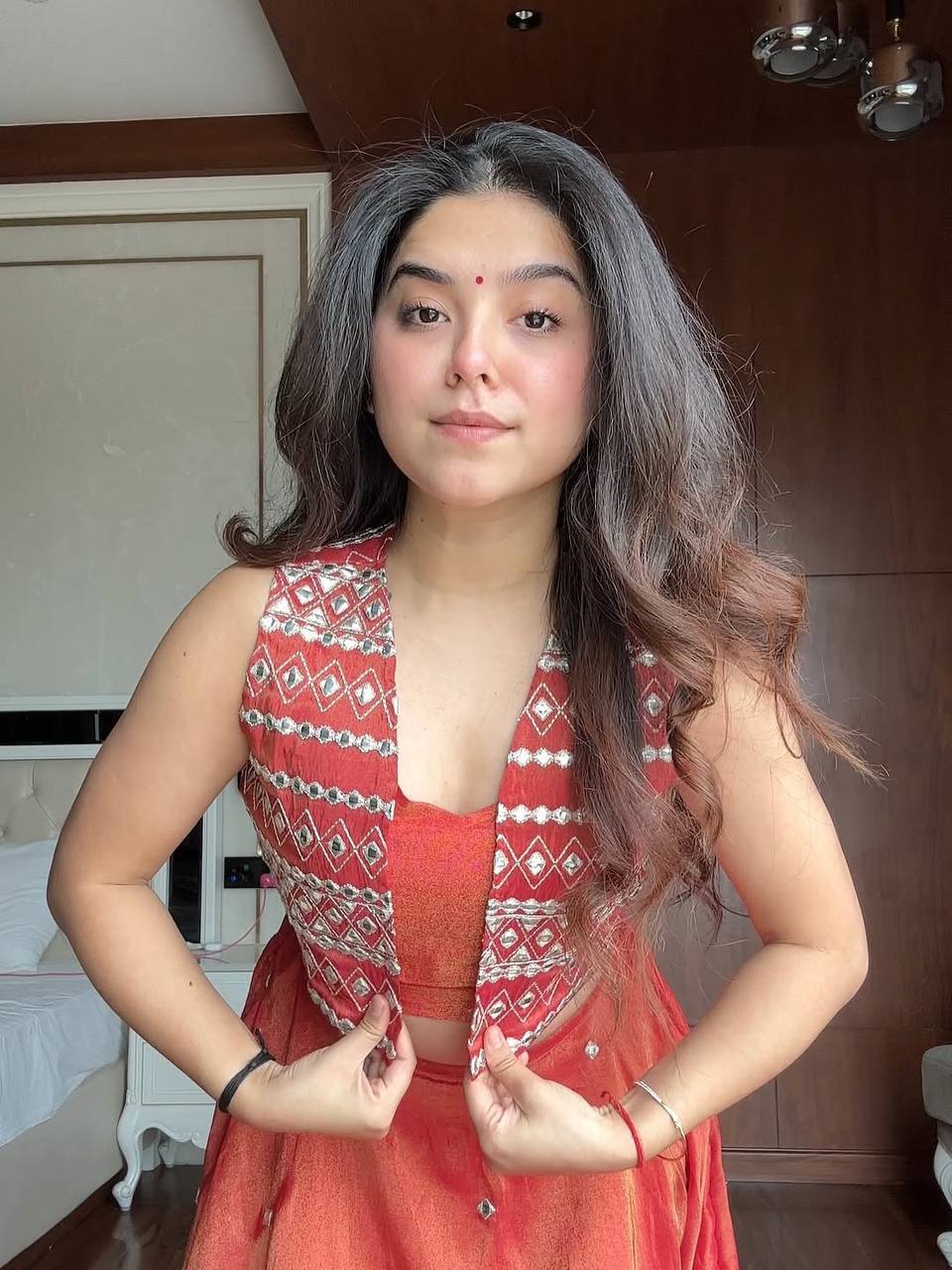 Party wear Shimmer Silk Lehenga Choli with Koti