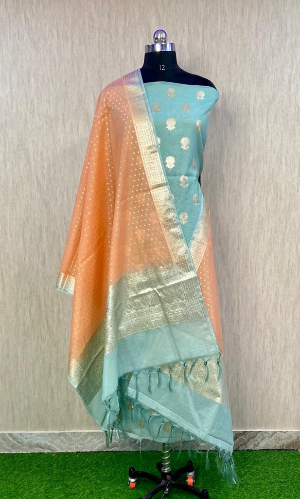 Premium Banarasi Mercerized Lurex Unstitched Salwar Suit with Dupatta