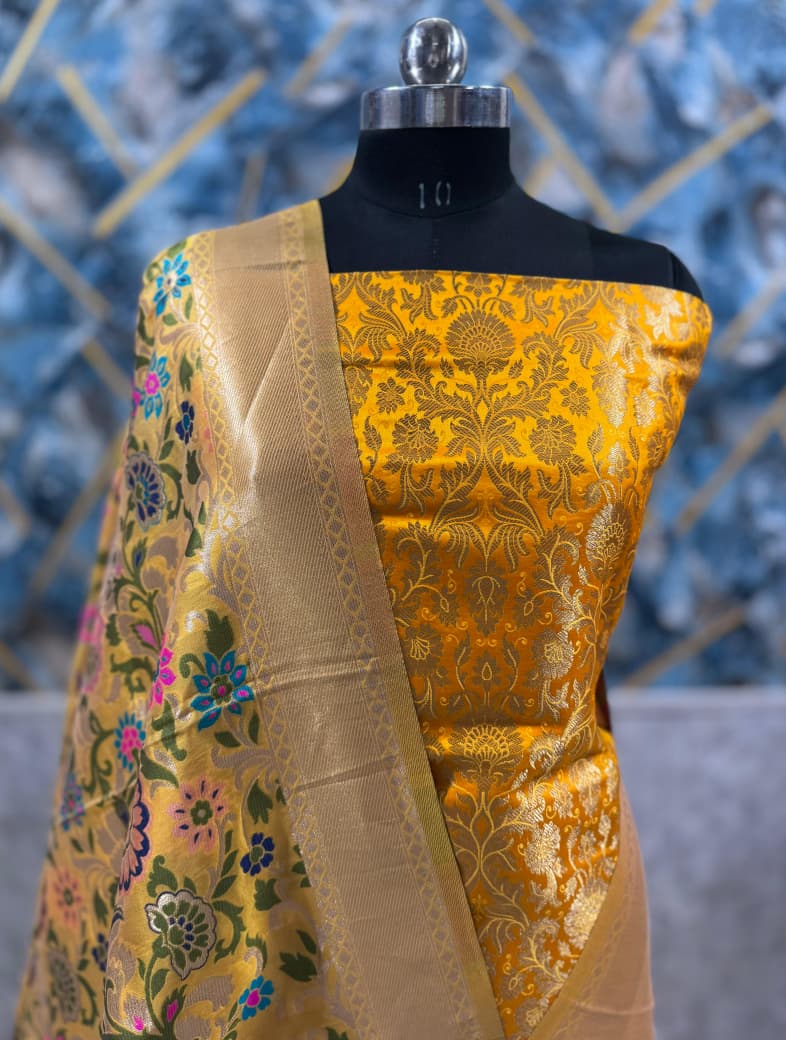 Premium  Banarasi Silk Unstitched Salwar Kameez  with Dupatta