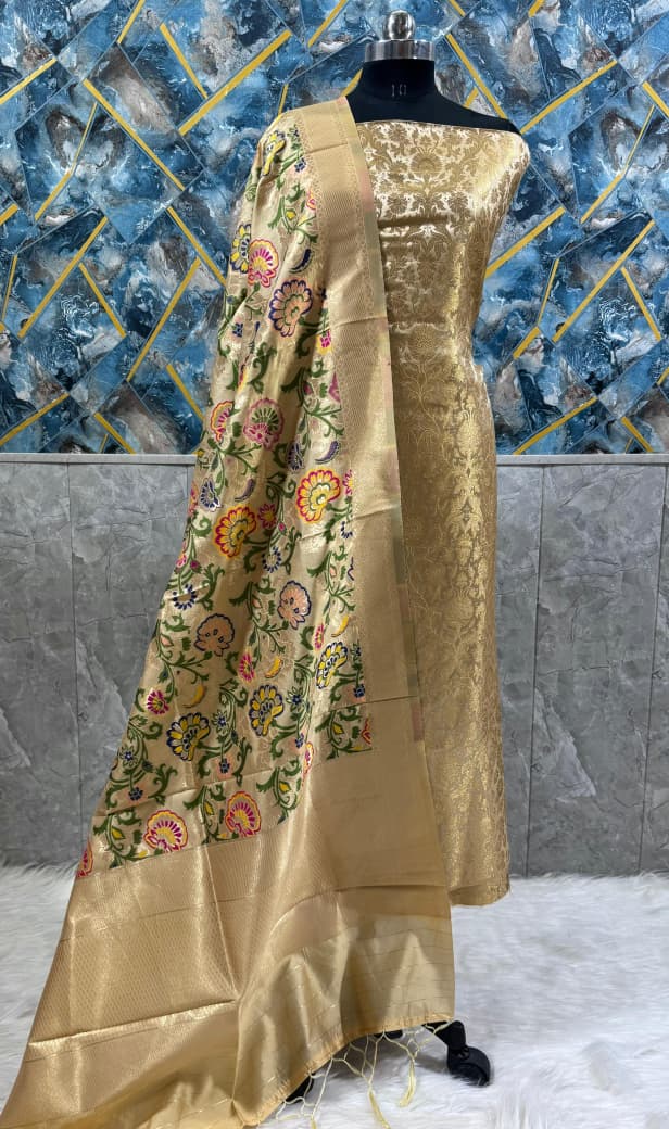 Premium  Banarasi Silk Unstitched Salwar Kameez  with Dupatta
