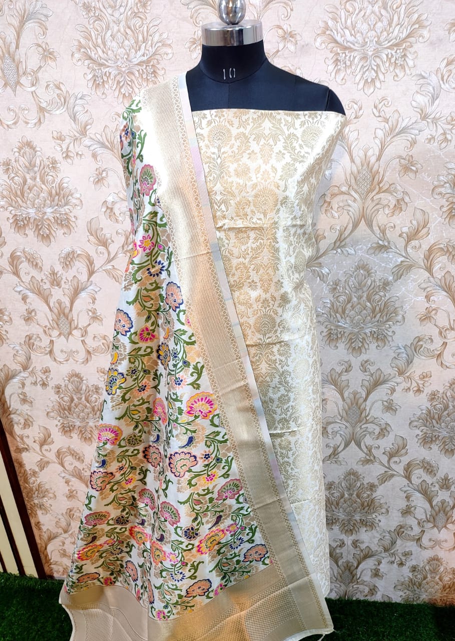 Premium  Banarasi Silk Unstitched Salwar Kameez  with Dupatta
