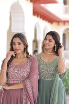 Premium Readymade Faux Blooming  Sequins & Multi-Thread Embroidered Gown with Dupatta