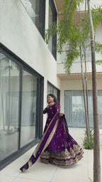 Stunning Faux Blooming Gown with Full Zari Embroidered Flair & Dupatta