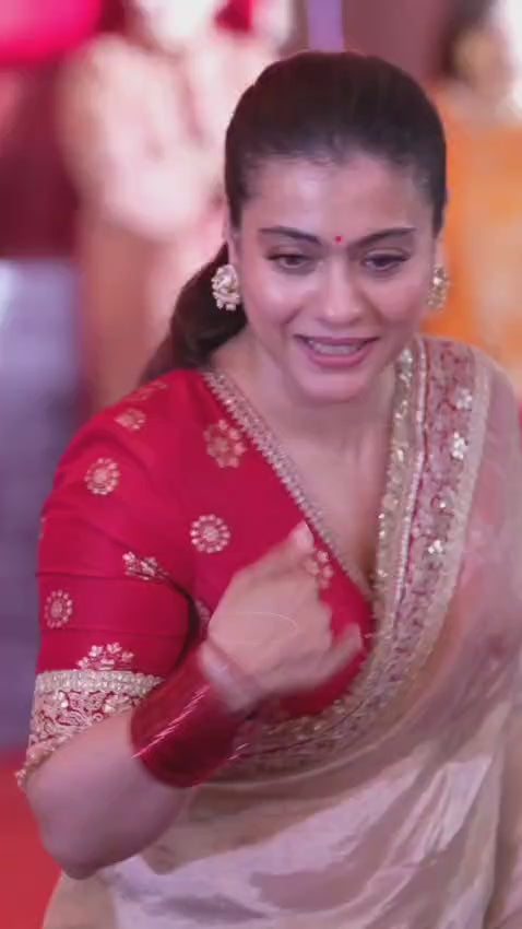 Kajol Inspired Twill Net Sarees with Sequin and Dori Embroidery Work Celebrity Saree