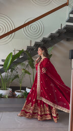 Stunning Faux Blooming Gown with Full Zari Embroidered Flair & Dupatta