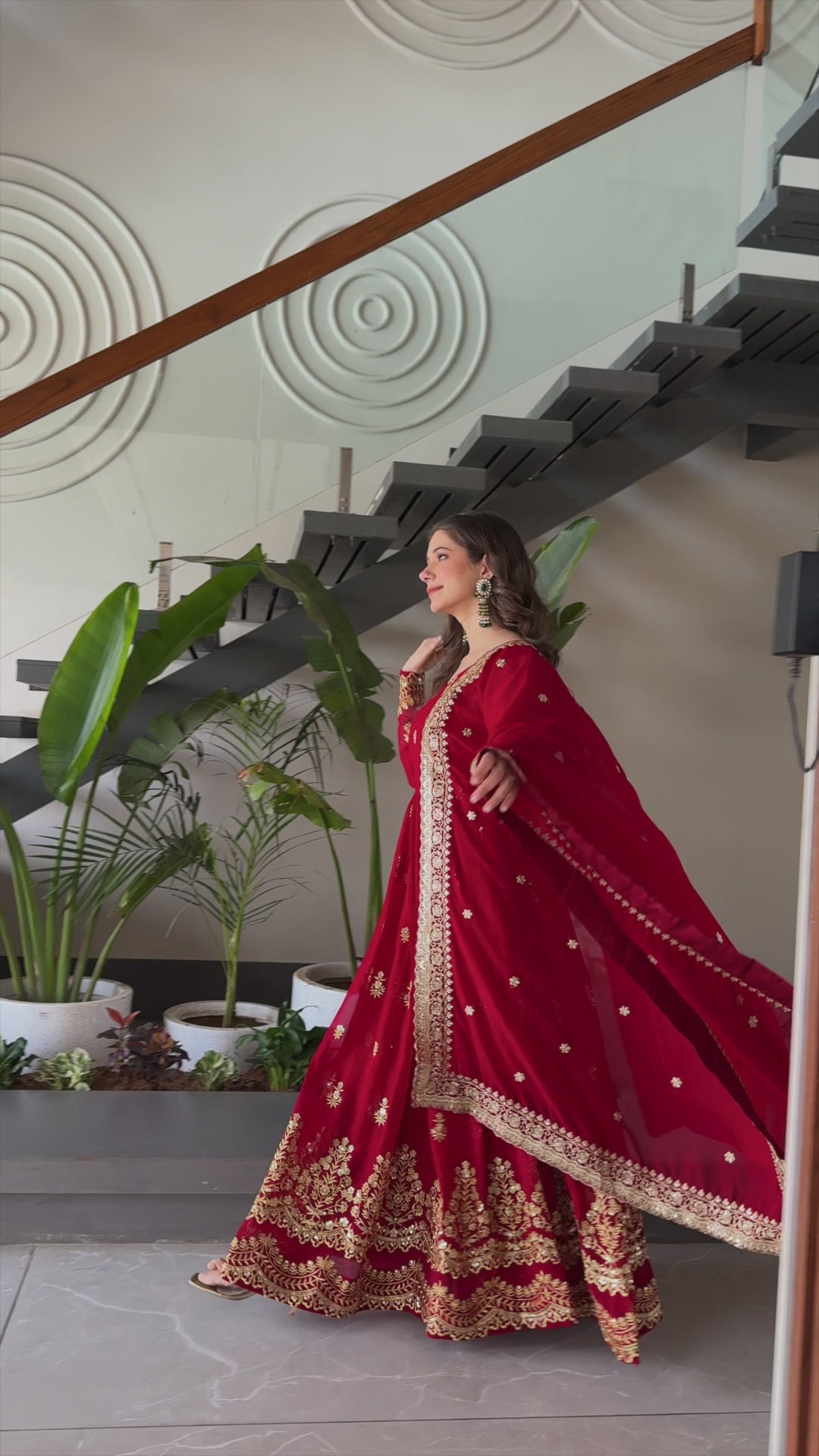 Stunning Faux Blooming Gown with Full Zari Embroidered Flair & Dupatta