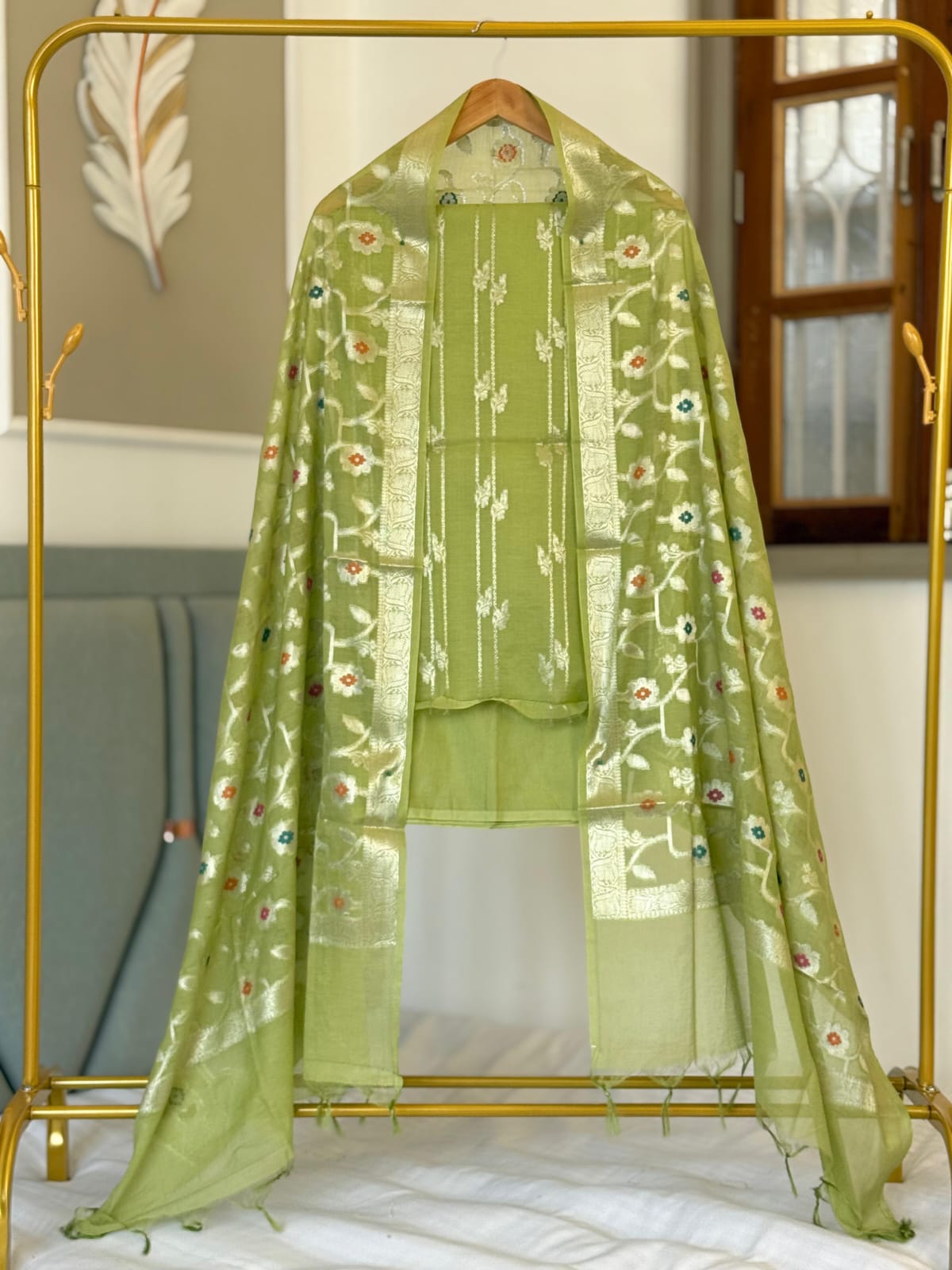 Pure Banarasi Mal  Chanderi Silk Unstitched Suit