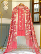 Pure Banarasi Mal  Chanderi Silk Unstitched Suit