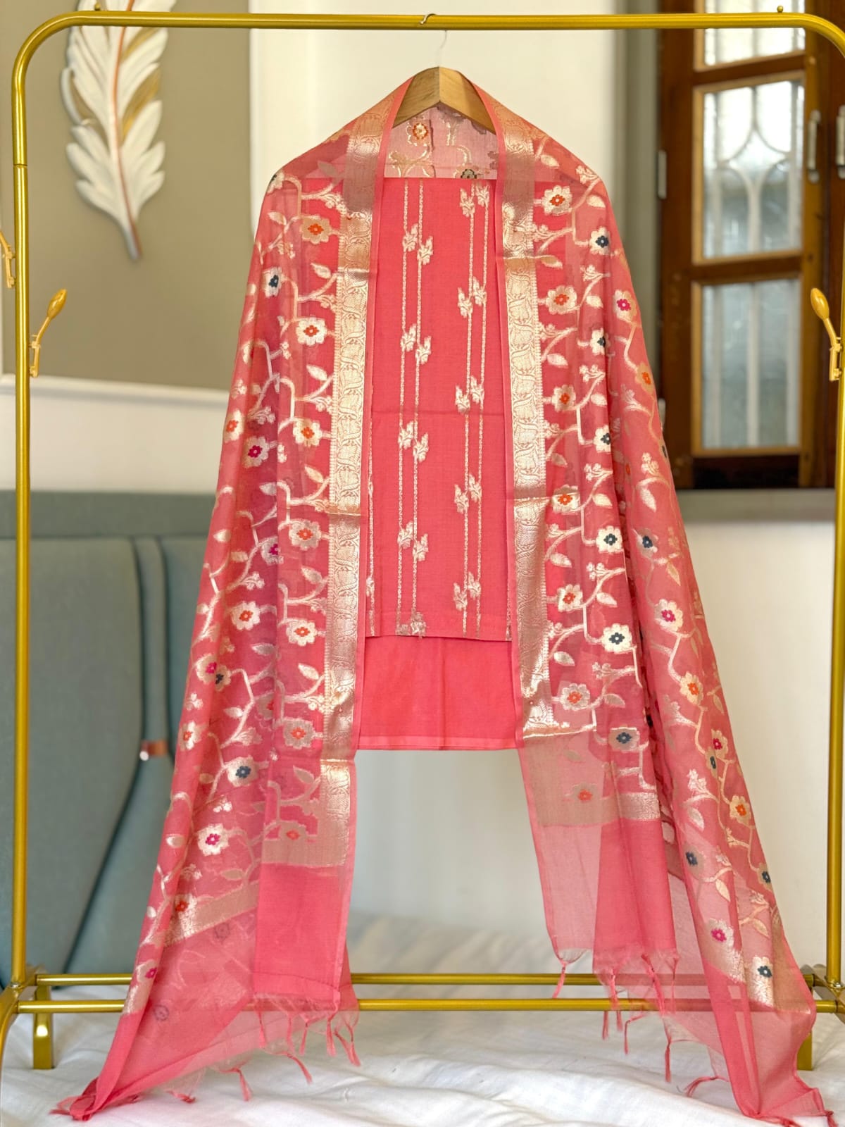 Pure Banarasi Mal  Chanderi Silk Unstitched Suit