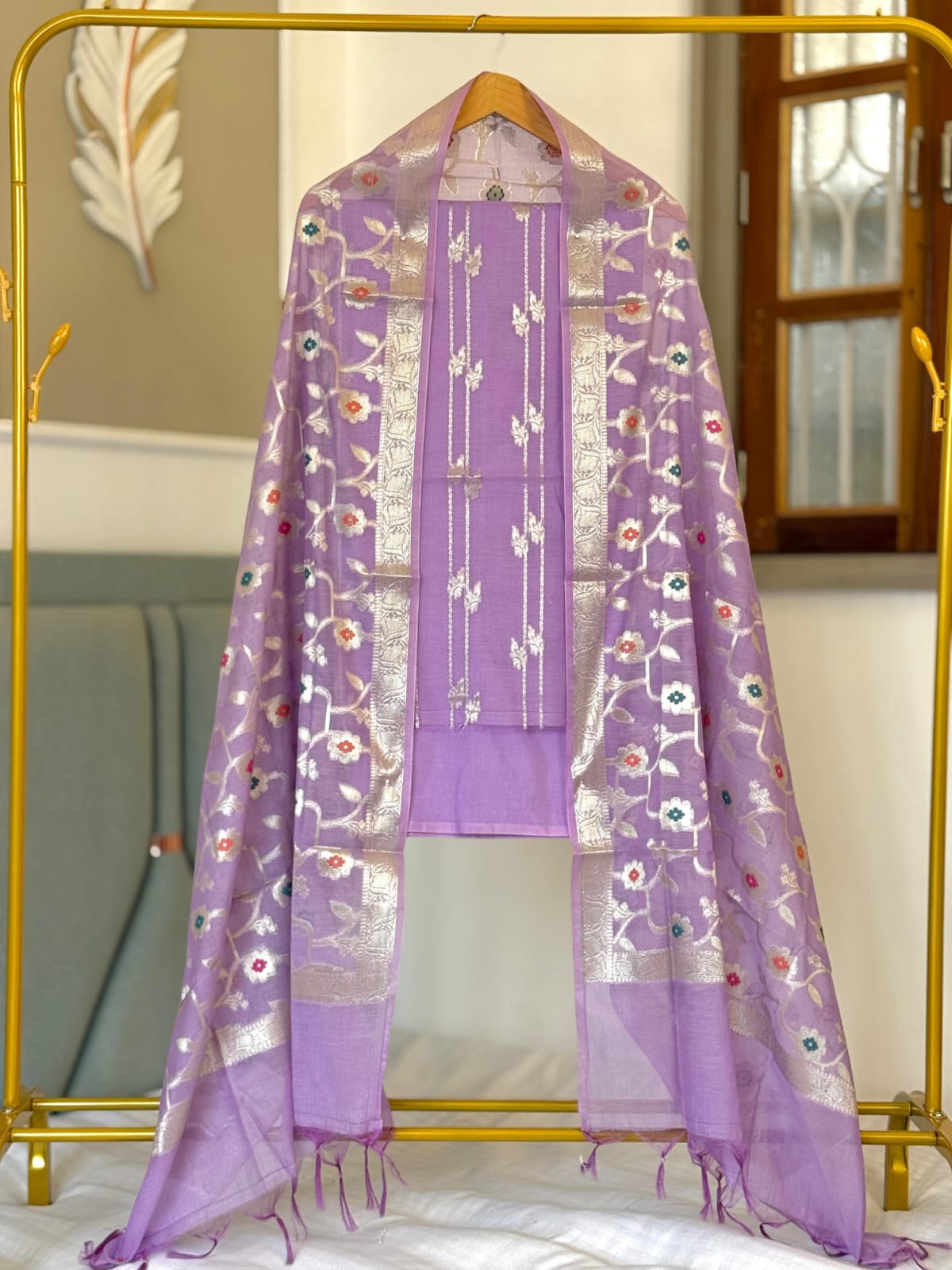 Pure Banarasi Mal  Chanderi Silk Unstitched Suit