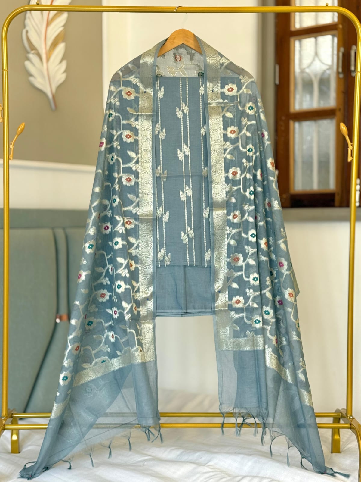 Pure Banarasi Mal  Chanderi Silk Unstitched Suit