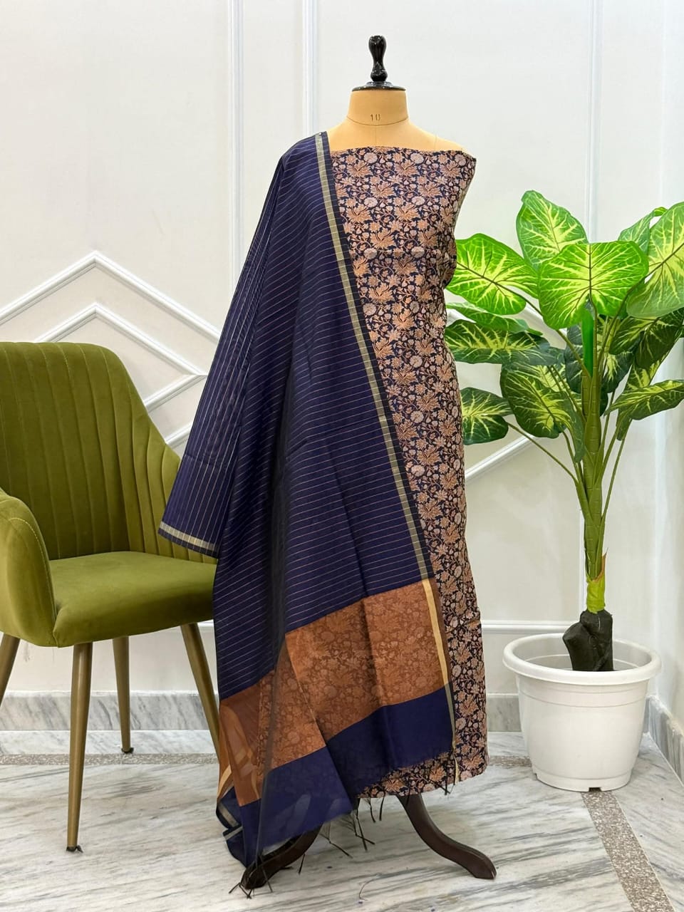 Pure Banarasi Mercerised  Brocade  Unstitched salwar Kameez suit