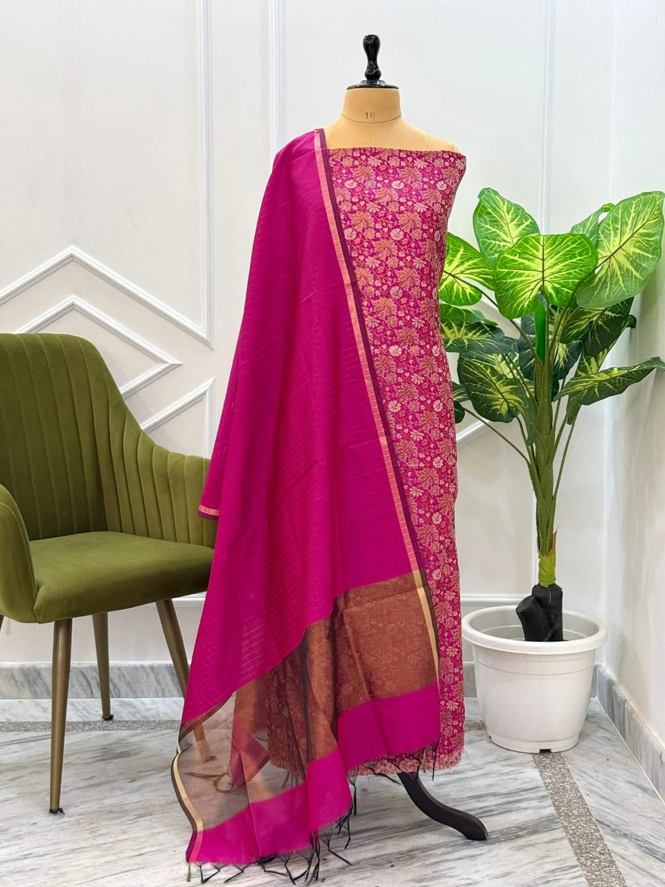 Pure Banarasi Mercerised  Brocade  Unstitched salwar Kameez suit