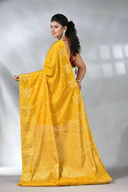 Rich look Banarasi Semi Katan Dyeable Silk Saree with Gold Zari Work