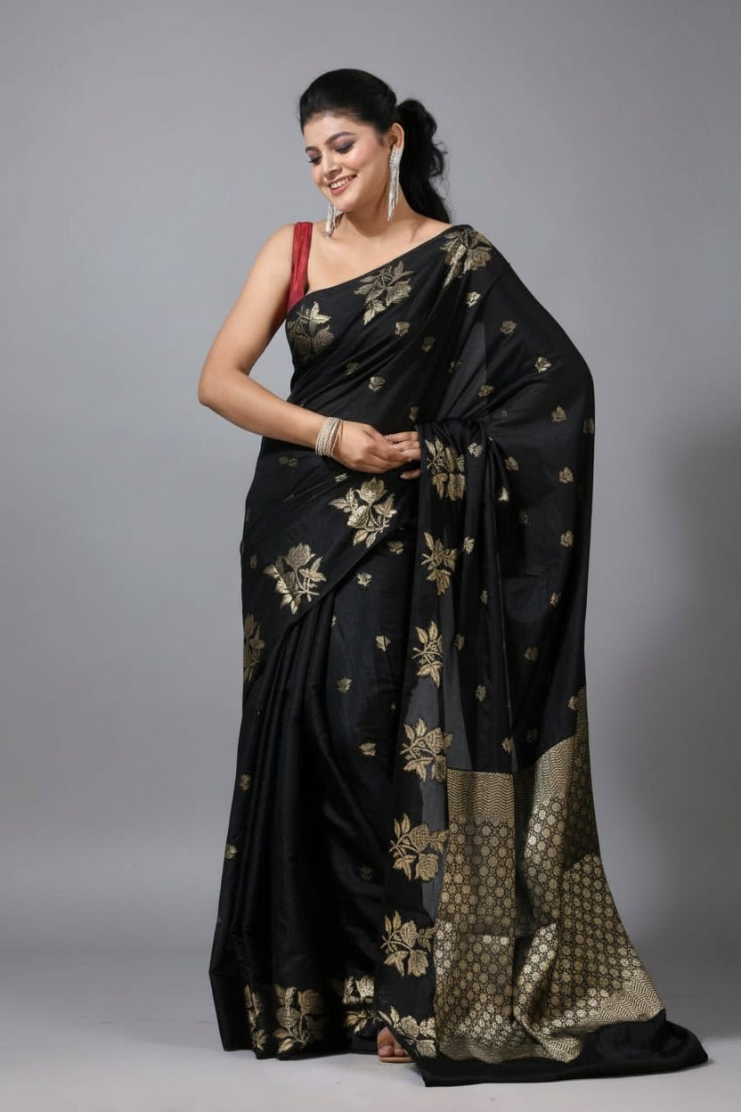 Rich look Banarasi Semi Katan Dyeable Silk Saree with Gold Zari Work