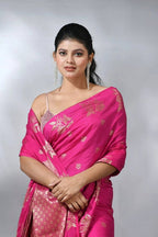 Rich look Banarasi Semi Katan Dyeable Silk Saree with Gold Zari Work