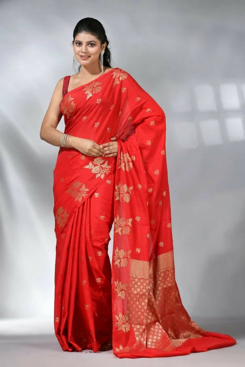 Rich look Banarasi Semi Katan Dyeable Silk Saree with Gold Zari Work