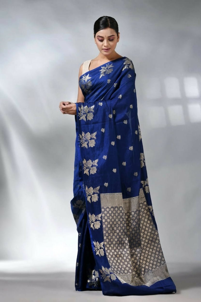 Rich look Banarasi Semi Katan Dyeable Silk Saree with Gold Zari Work