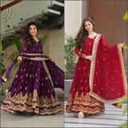 Stunning Faux Blooming Gown with Full Zari Embroidered Flair & Dupatta