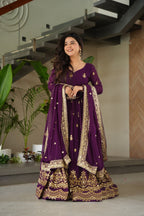 Stunning Faux Blooming Gown with Full Zari Embroidered Flair & Dupatta