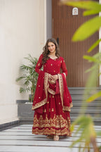 Stunning Faux Blooming Gown with Full Zari Embroidered Flair & Dupatta