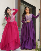 The "Bollywood Style" Star Georgette V-Neck Gown
