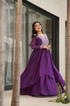 The "Bollywood Style" Star Georgette V-Neck Gown