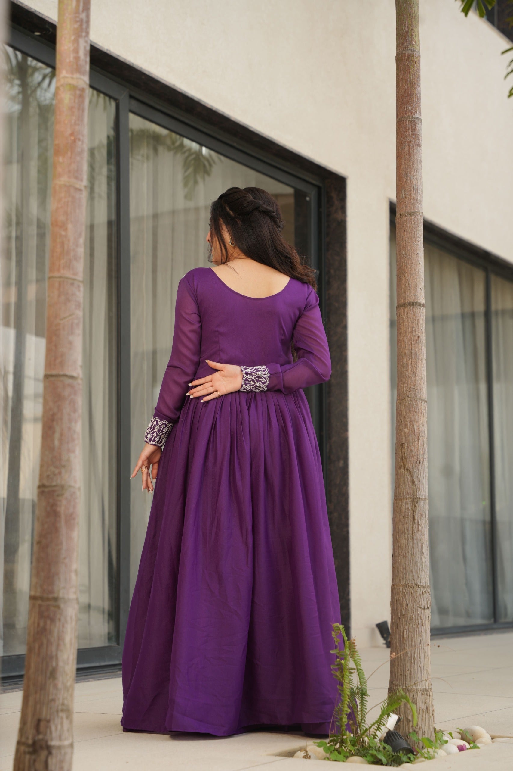 The "Bollywood Style" Star Georgette V-Neck Gown