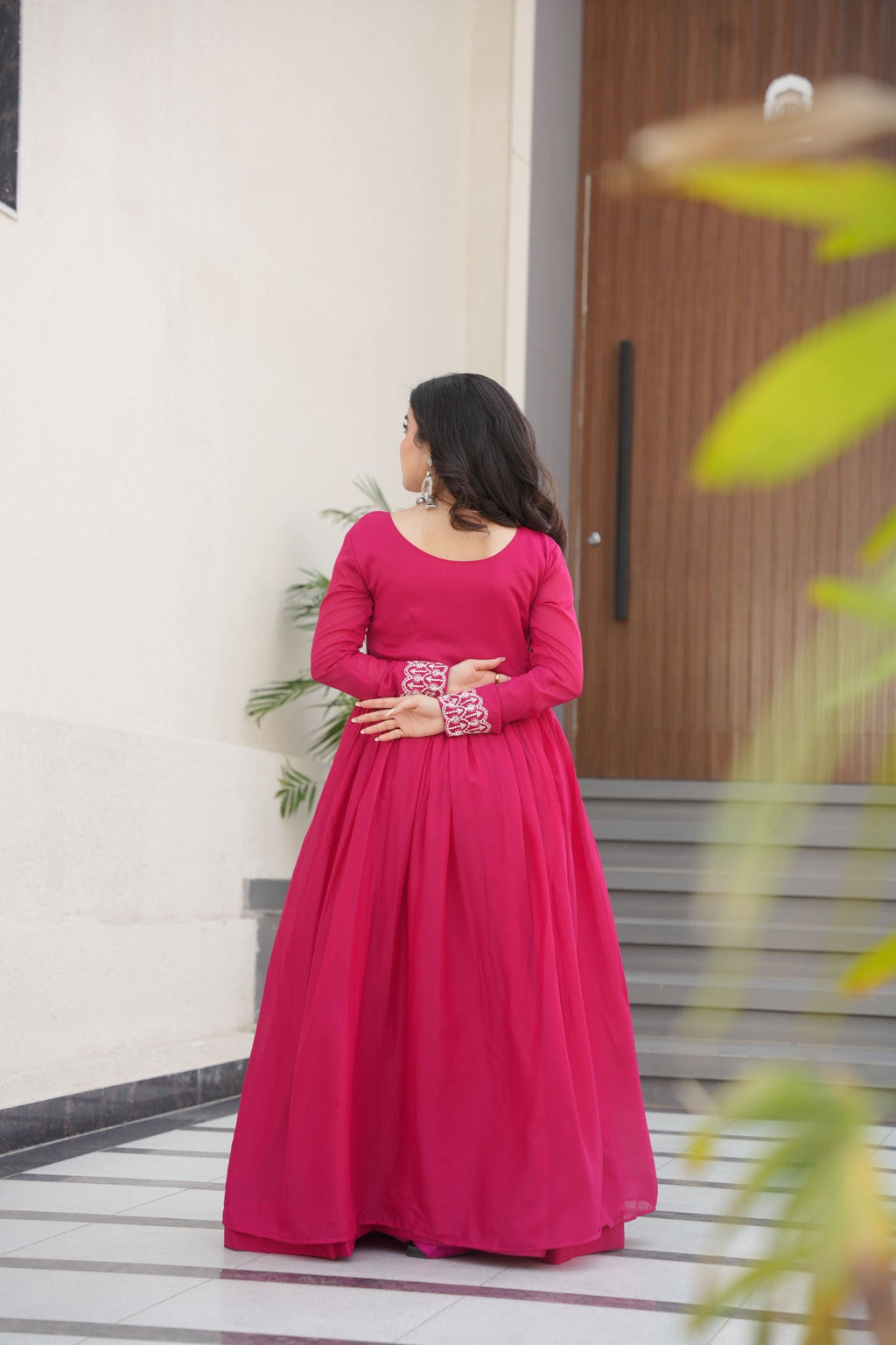 The "Bollywood Style" Star Georgette V-Neck Gown