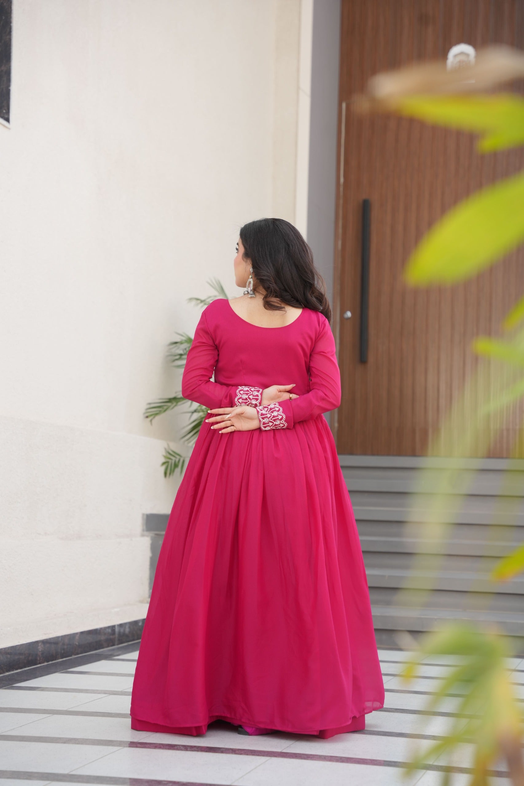 The "Bollywood Style" Star Georgette V-Neck Gown